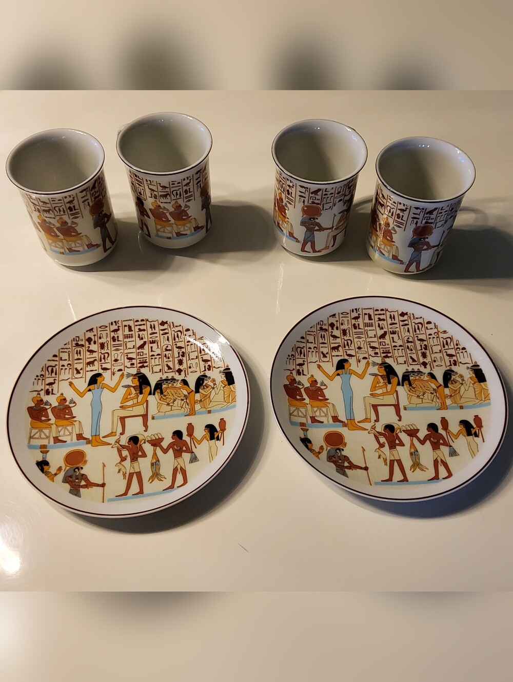 The Shafford Company Japan Vintage EGYPTIAN BANQUET 4 MUGS & 2 PLATES